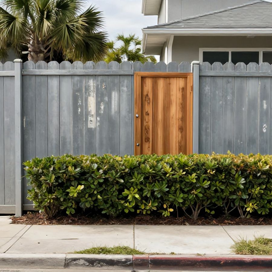 A four-foot front-yard fence beside a hedge in St. Petersburg